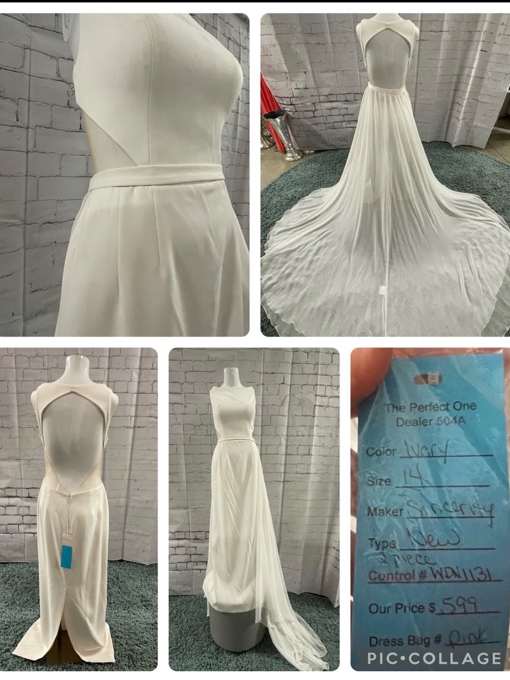 Sincerity Bridal White Backless Chiffon A-Line Gown